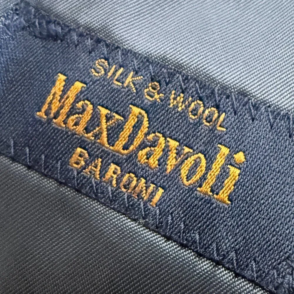 MaxDavoli Baroni Silk & Wool Tessilstona Blazer/Sports Jacket Blue Plaid Sz 40R